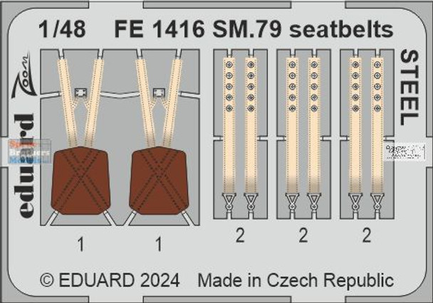 EDUFE1416 1:48 Eduard Color Zoom PE - SM.79 Sparviero Seatbelts (EDU kit)