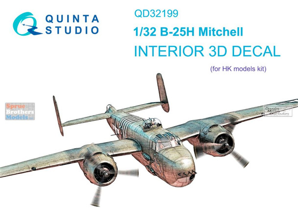 QTSQD32199 1:32 Quinta Studio Interior 3D Decal - B-25H Mitchell (HKM kit)