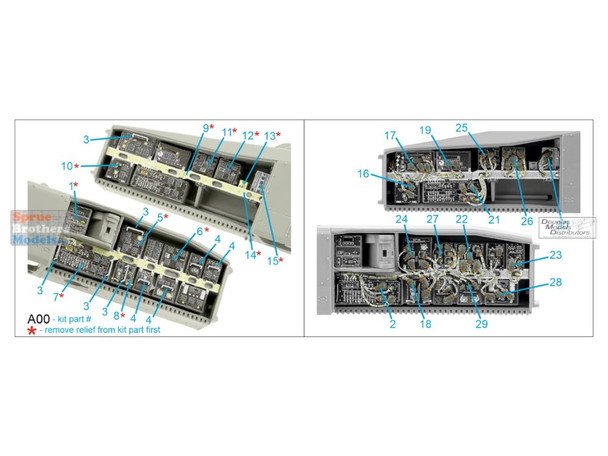 QTSQD35118 1:35 Quinta Studio Interior 3D Decal - AH-64D AH-64E Apache EFAB Extended Forward Avionics Bays (MNG kit)