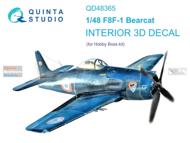 QTSQD48365 1:48 Quinta Studio Interior 3D Decal - F8F-1 Bearcat (HBS kit)