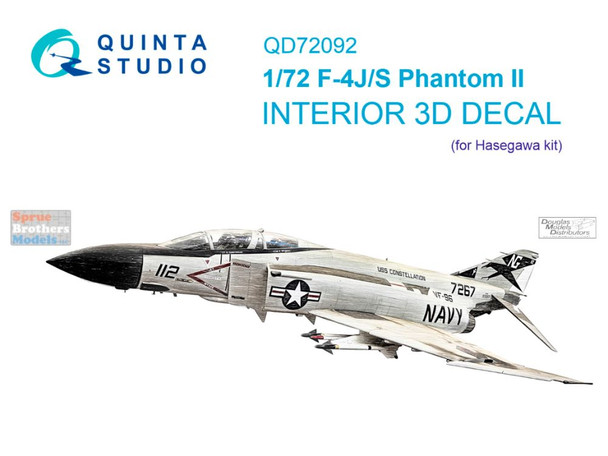 QTSQD72092 1:72 Quinta Studio Interior 3D Decal - F-4J F-4S Phantom II (HAS kit)