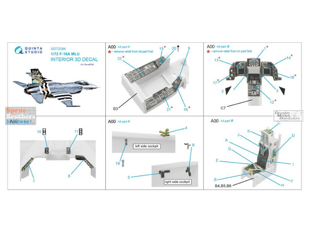 QTSQD72094 1:72 Quinta Studio Interior 3D Decal - F-16A MLU Falcon (REV kit)