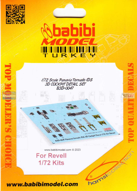 BBBB3D0047 1:72 Babibi Model 3D Cockpit Detail Set - Tornado IDS (REV kit)