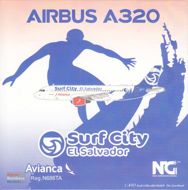 NGM15042 1:400 NG Model Avianca Airbus A320-200 Reg #N686TA 'Surf City' (pre-painted/pre-built)