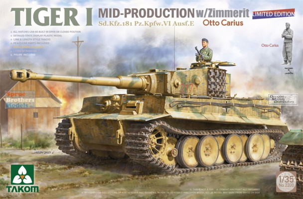 TAK02200 1:35 Takom Tiger I Mid Production with Zimmerit + Bonus Figure