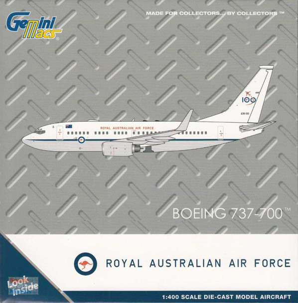 GEMGM135 1:400 Gemini Jets Royal Australian Air Force B737-700 BBJ Reg #A36-001 '100 Years' (pre-painted/pre-built)