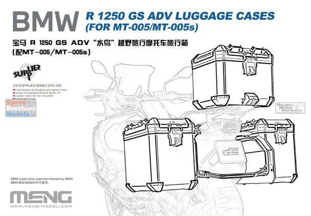 MNGSPS091 1:9 Meng BMW R 1250 GS ADV Luggage Cases (MNG kit)