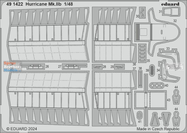 EDU491422 1:48 Eduard Color PE - Hurricane Mk.IIb Detail Set (ARM kit)