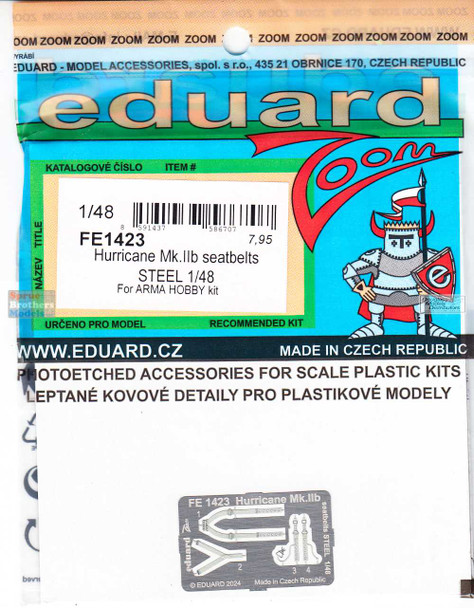 EDUFE1423 1:48 Eduard Color Zoom PE - Hurricane Mk.IIb Seatbelts (ARM kit)