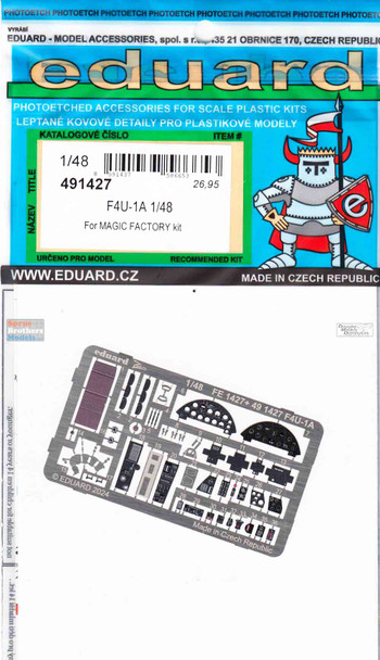 EDU491427 1:48 Eduard Color PE - F4U-1A Corsair Detail Set (MGF kit)