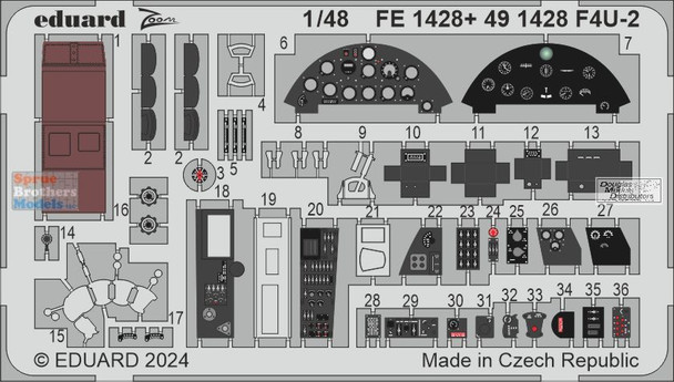 EDUFE1428 1:48 Eduard Color Zoom PE - F4U-2 Corsair (MGF kit)
