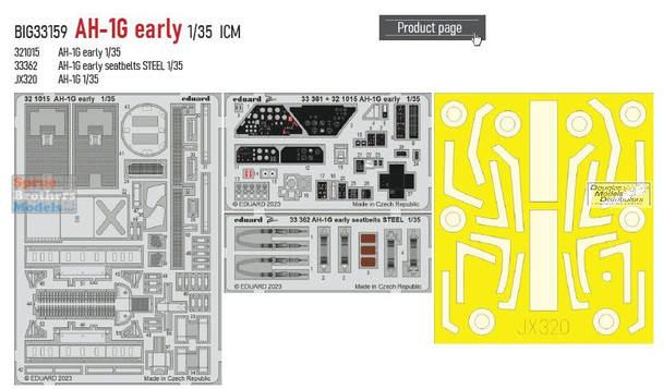 EDUBIG33159 1:32 Eduard BIG ED AH-1G Cobra Early Detail Set (ICM kit)