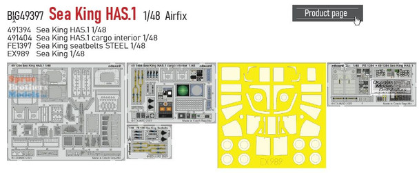 EDUBIG49397 1:48 Eduard BIG ED Sea King HAS.1 Super Detail Set (AFX kit)