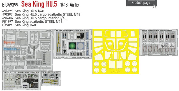 EDUBIG49399 1:48 Eduard BIG ED Sea King HU.5 Super Detail Set (AFX kit)