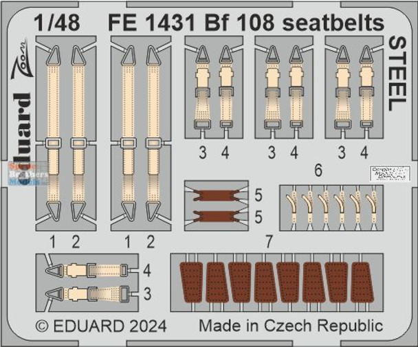 EDUFE1431 1:48 Eduard Color Zoom PE - Bf108 Taifun Seatbelts (EDU kit)