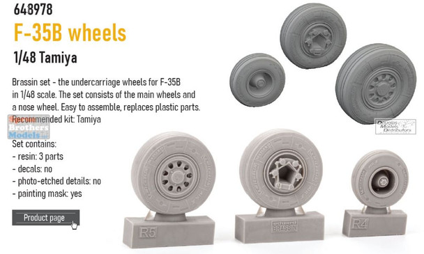 EDU648978 1:48 Eduard Brassin - F-35B Lightning II Wheels (TAM kit)