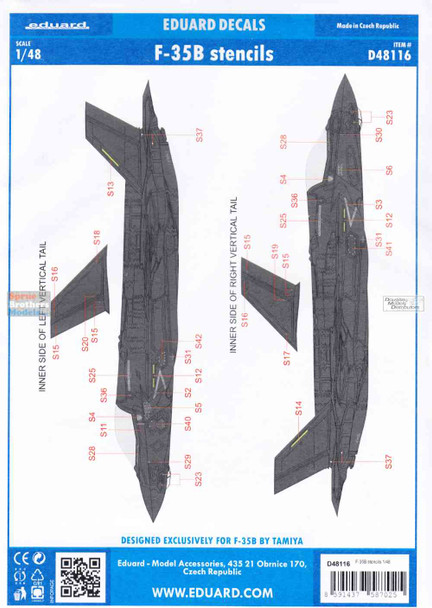 EDUD48116 1:48 Eduard Decals - F-35B Lightning II Stencils (TAM kit)