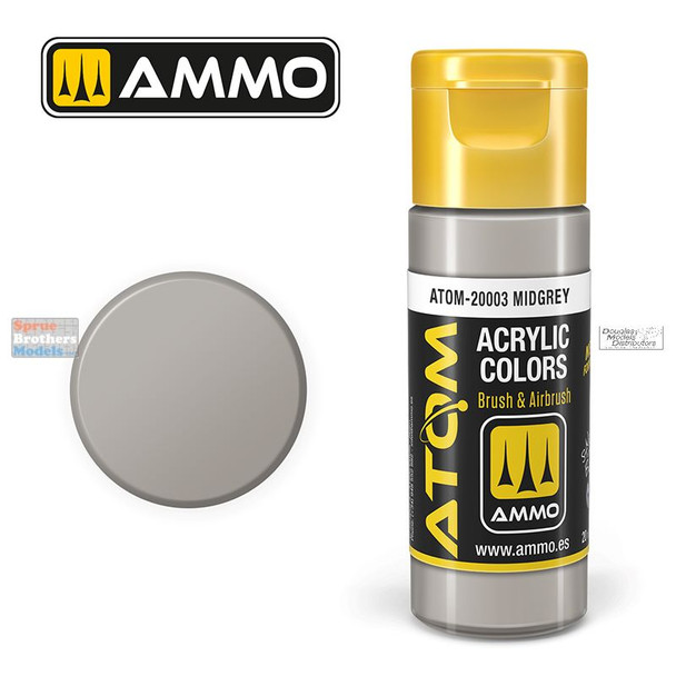 AMMAT20003 AMMO by Mig ATOM Acrylic Paint -  Midgrey (20ml)