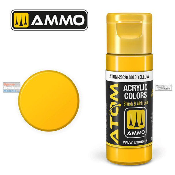 AMMAT20020 AMMO by Mig ATOM Acrylic Paint -  Gold Yellow (20ml)