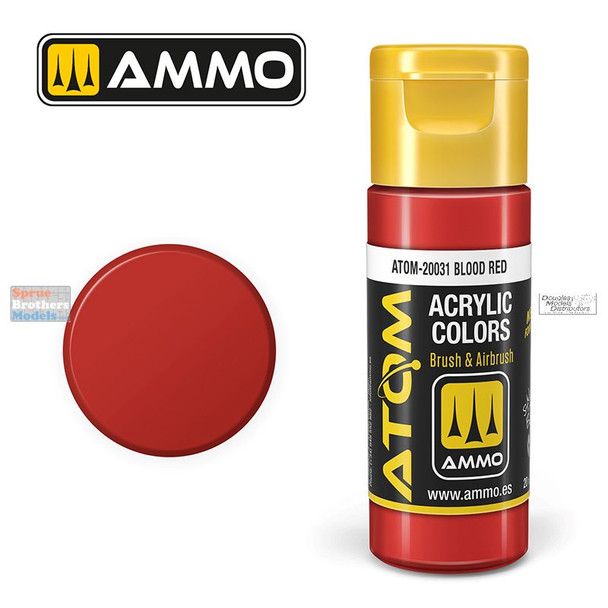 AMMAT20031 AMMO by Mig ATOM Acrylic Paint -  Blood Red FS11136 - RAL3002 (20ml)