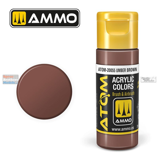 AMMAT20055 AMMO by Mig ATOM Acrylic Paint -  Umber Brown FS30111 - BS439 (20ml)