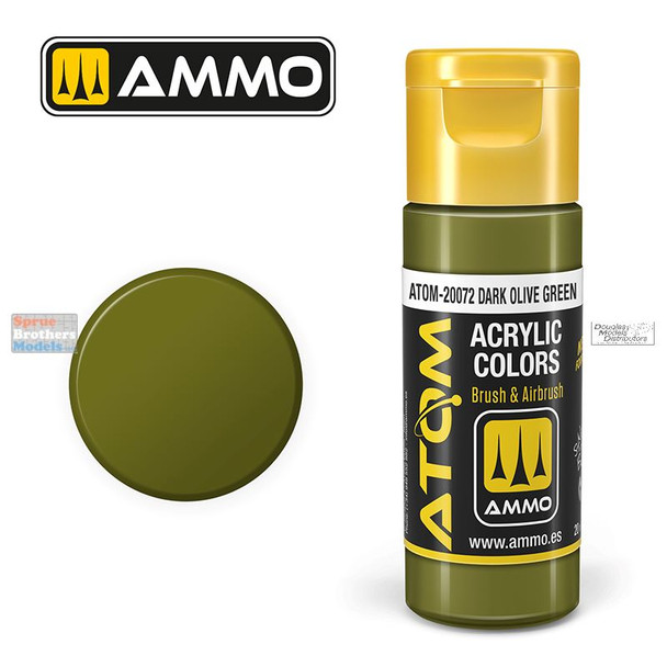 AMMAT20072 AMMO by Mig ATOM Acrylic Paint -  Dark Olive Green (20ml)