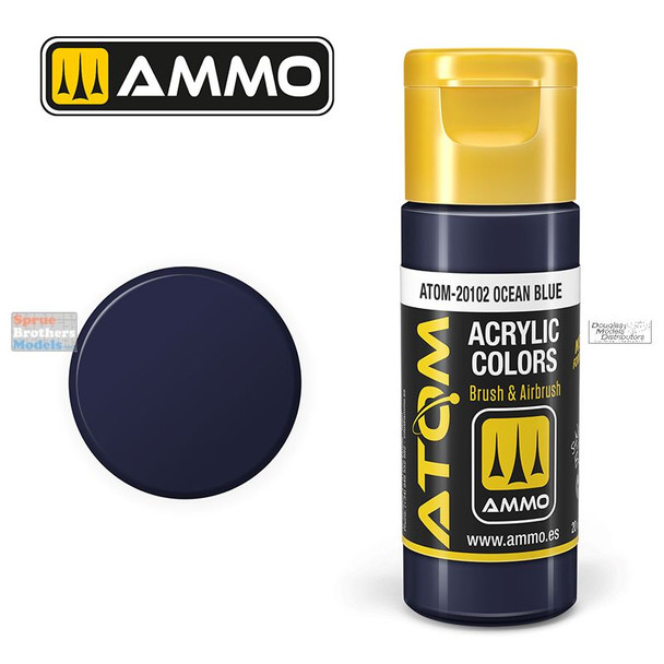 AMMAT20102 AMMO by Mig ATOM Acrylic Paint -  Ocean Blue FS25042 - ANA606 (20ml)