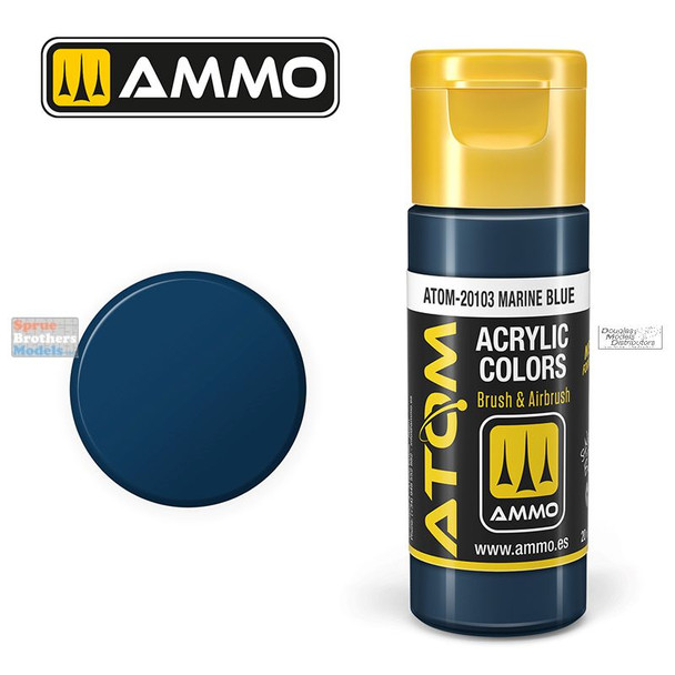 AMMAT20103 AMMO by Mig ATOM Acrylic Paint -  Marine Blue (20ml)