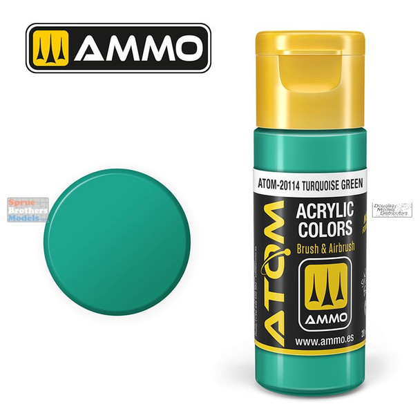 AMMAT20114 AMMO by Mig ATOM Acrylic Paint -  Turquoise Green (20ml)