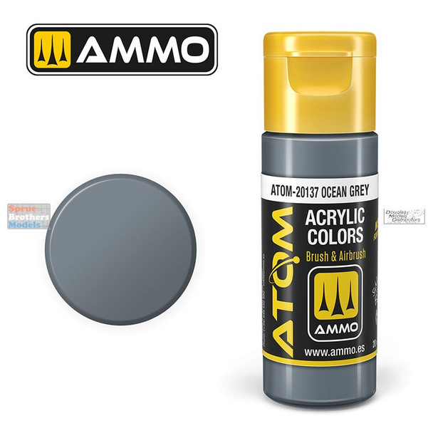 AMMAT20137 AMMO by Mig ATOM Acrylic Paint -  Ocean Grey BS629 (20ml)