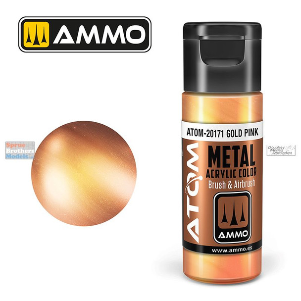 AMMAT20171 AMMO by Mig ATOM Acrylic Paint - Metallic Gold Pink (20ml)