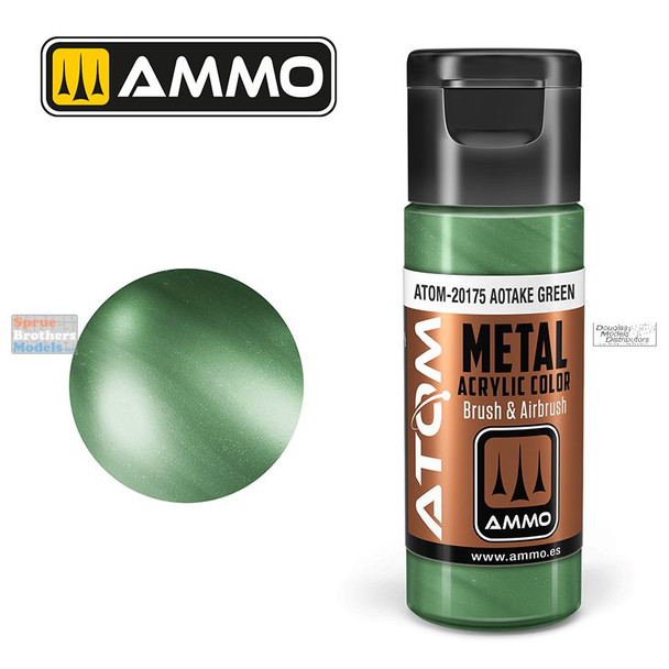 AMMAT20175 AMMO by Mig ATOM Acrylic Paint - Metallic Aotake Green (20ml)