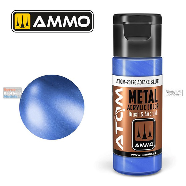 AMMAT20176 AMMO by Mig ATOM Acrylic Paint - Metallic Aotake Blue (20ml)