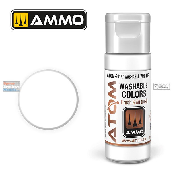 AMMAT20177 AMMO by Mig ATOM Acrylic Paint - Washable White (20ml)