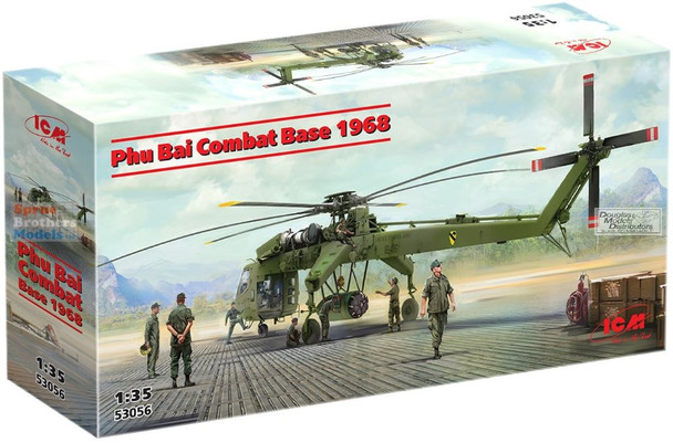 ICM53056 1:35 ICM Phu Bai Combat Base 1968 (CH-54A Tarhe w/ M-121 Bomb, M8A1 pavement & figures)