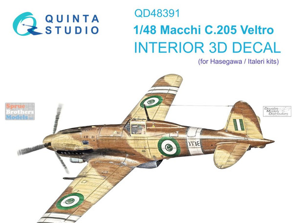 QTSQD48391 1:48 Quinta Studio Interior 3D Decal - Mc.205 Veltro (HAS/ITA kit)