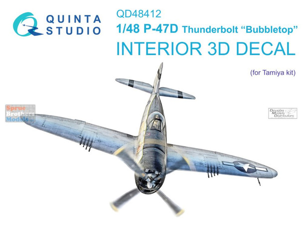 QTSQD48412 1:48 Quinta Studio Interior 3D Decal - P-47D Thunderbolt Bubbletop (TAM kit)