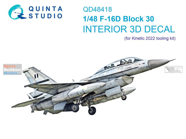 QTSQD48418 1:48 Quinta Studio Interior 3D Decal - F-16D Falcon Block 30 (KIN kit)