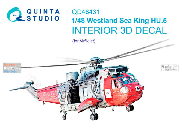 QTSQD48431 1:48 Quinta Studio Interior 3D Decal - Sea King HU.5 (AFX kit)