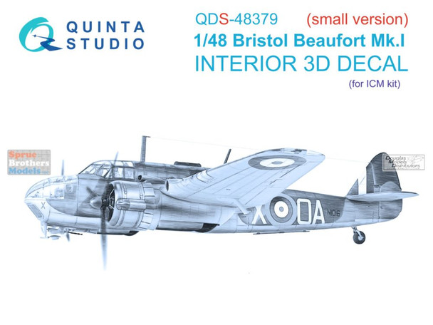 QTSQDS48379 1:48 Quinta Studio Interior 3D Decal - Beaufort Mk.I (MNG kit) Small Version