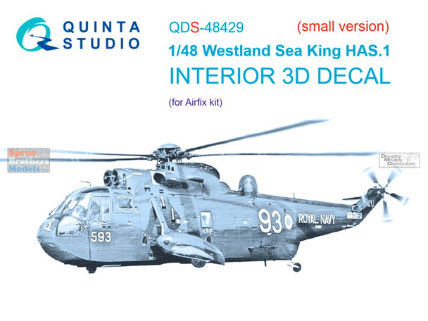 QTSQDS48429 1:48 Quinta Studio Interior 3D Decal - Sea King HAS.1 (AFX kit) Small Version