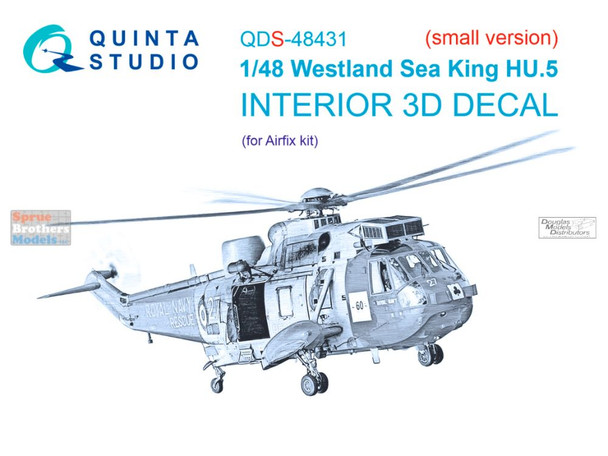 QTSQDS48431 1:48 Quinta Studio Interior 3D Decal - Sea King HU.5 (AFX kit) Small Version