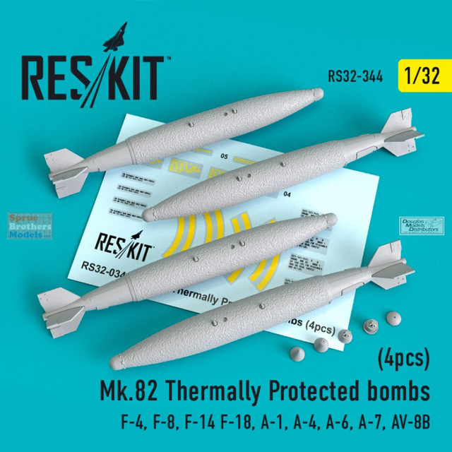 Reskit RS32-0346 1:32 MK.82 BOMBS WITH BSU-86 SNAKEYE II FINS F14 F/A