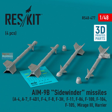 RESRS480477 1:48 ResKit AIM-9B Sidewinder Missile Set - Sprue