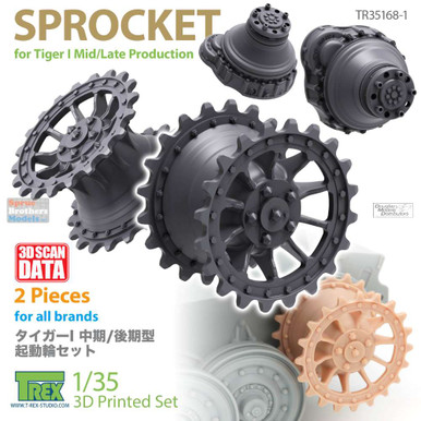 TRXTR35168-1 1:35 TRex - Tiger I Mid/Late Sprocket - Sprue