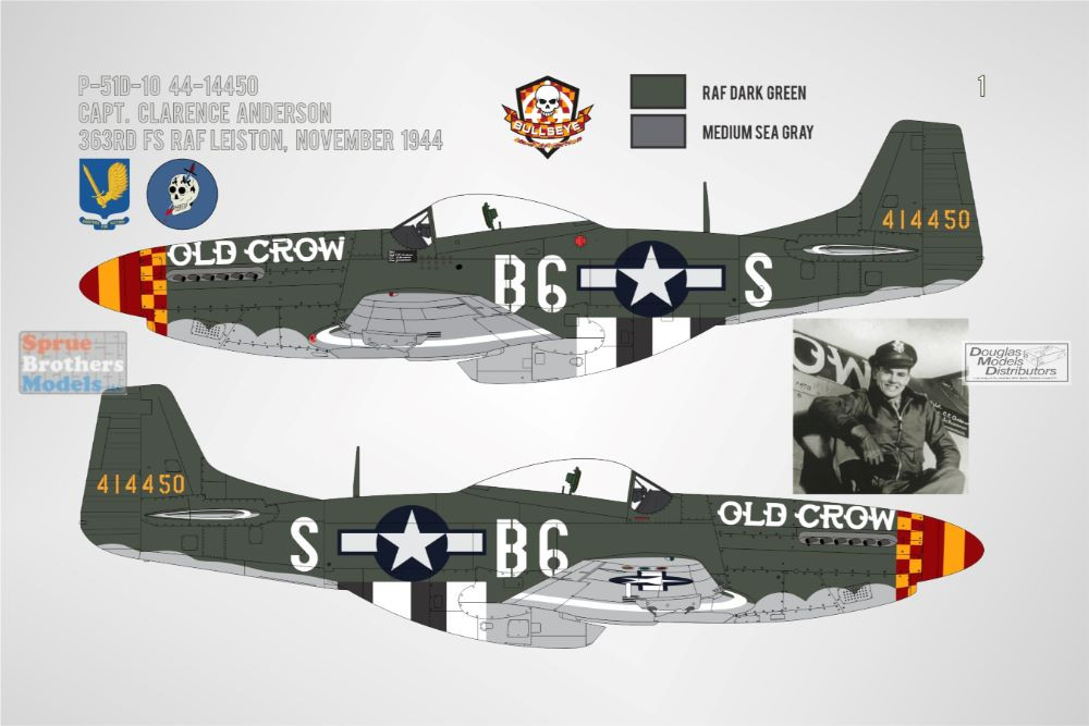BMA48041 1:48 Bullseye Model Aviation Decalcomanie - P-51D P-51K Mustang Yoxford Ragazzi - Foto 4 di 6