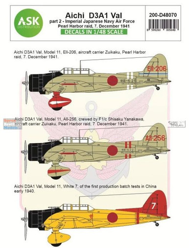 ASKD48070 1:48 ASK/Art Scale Decals - D3A1 Val Part 2: IJN Pearl