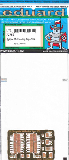 EDU72759 1:72 Eduard PE - Spitfire Mk.I Landing Flaps (EDU kit