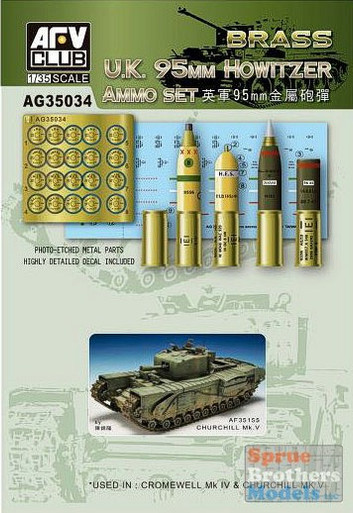 AFVAG35034 1:35 AFV Club UK 95mm Howitzer Ammo Set (Brass