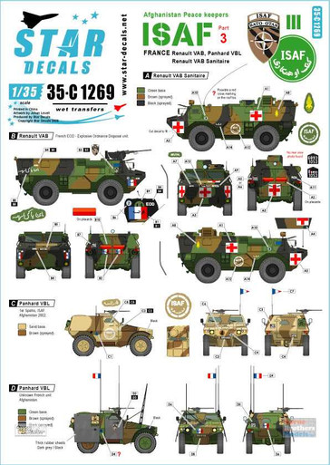 SRD35C1269 1:35 Star Decals - Afghanistan Peacekeepers - ISAF #3 France -  Sprue Brothers Models LLC